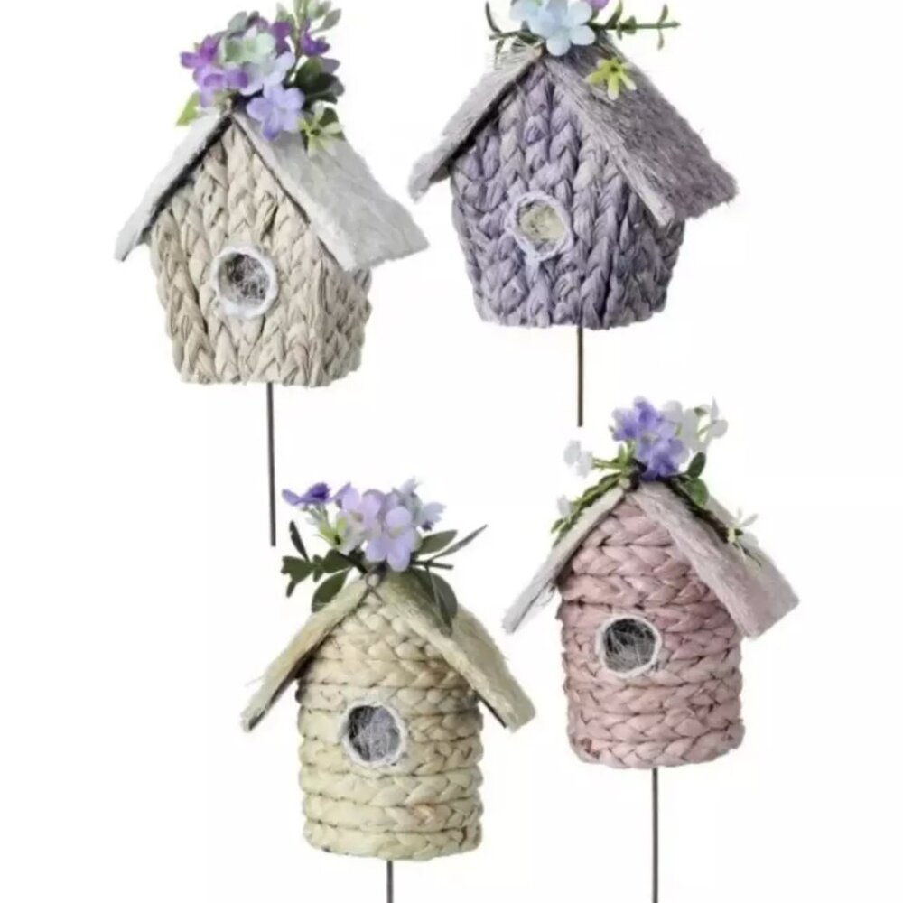 Spring Birdhouse Pick, Spring Floral Pick, Spring Decor, Easter Bird House Pick